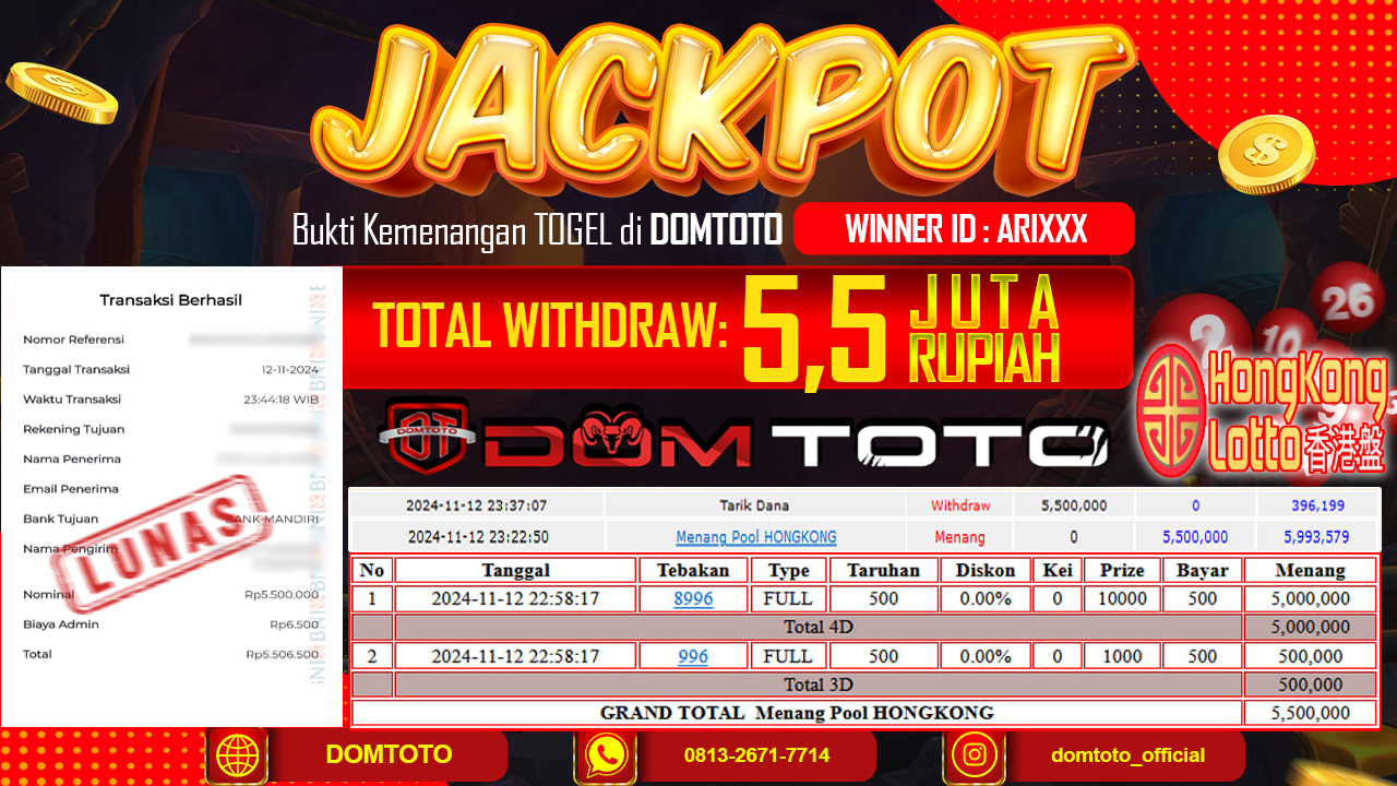 JACKPOT TOGEL HONGKONG  12 NOVEMBER 2024
